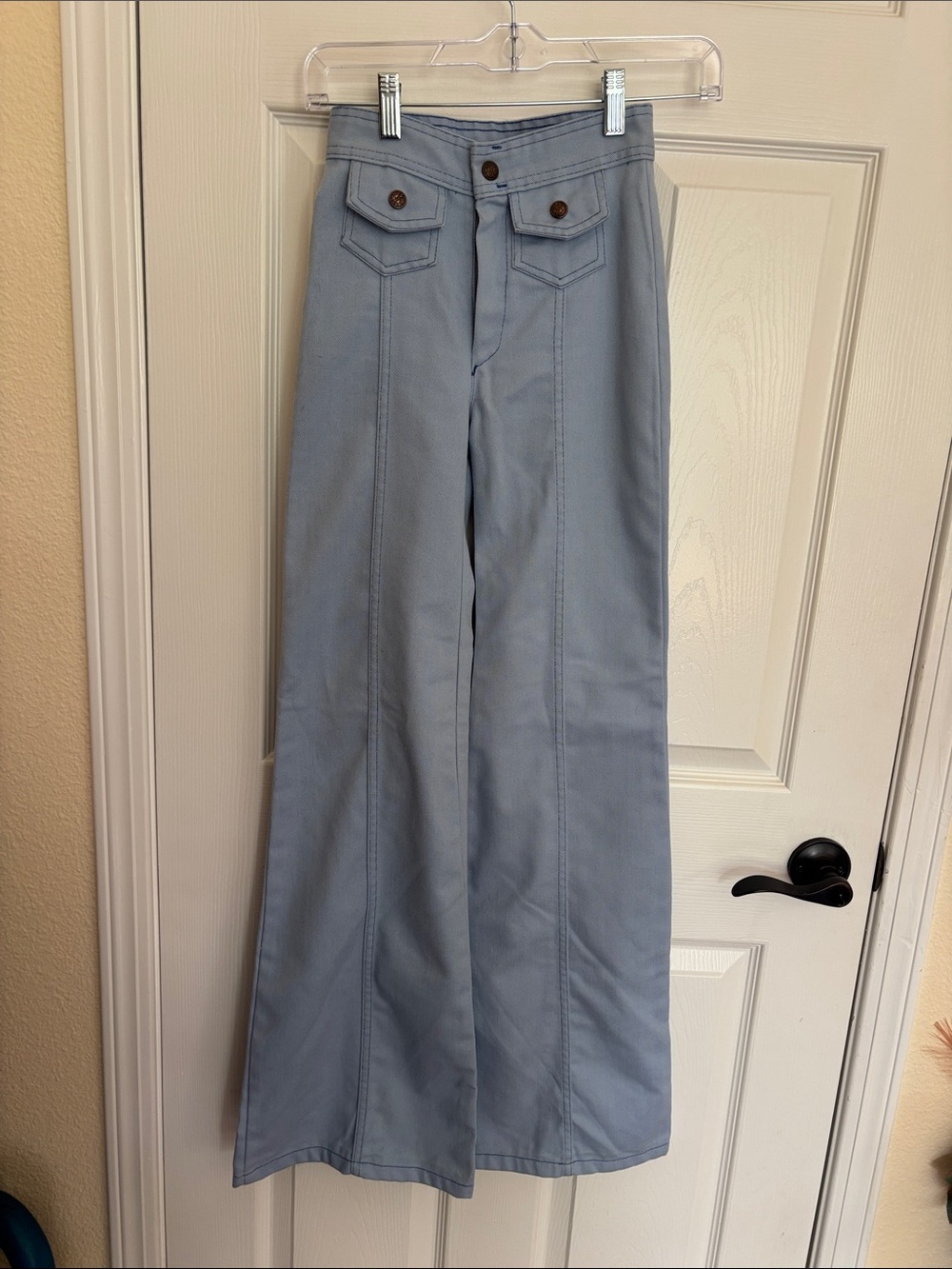 Girls Light Blue Wide-Leg Jeans with Front Flap Pockets